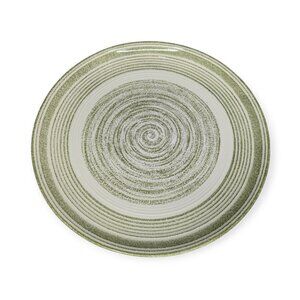 Vintage Max Schonfeld El Verde Casual Ironstone Green & White 12" Round Platter